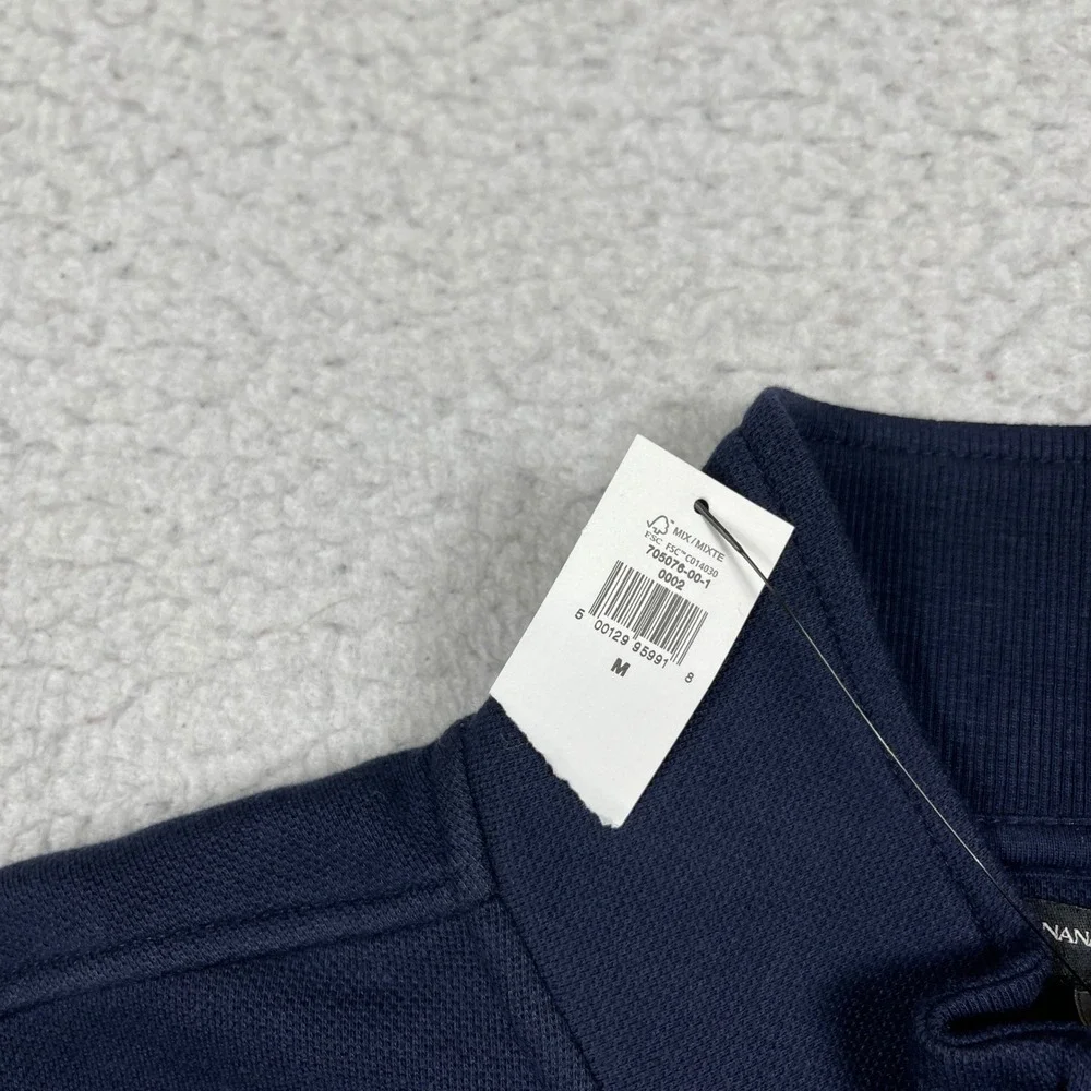 Banana Republic Jacket Mens Medium Navy Blue Mock Neck Pique Casual Travel Work